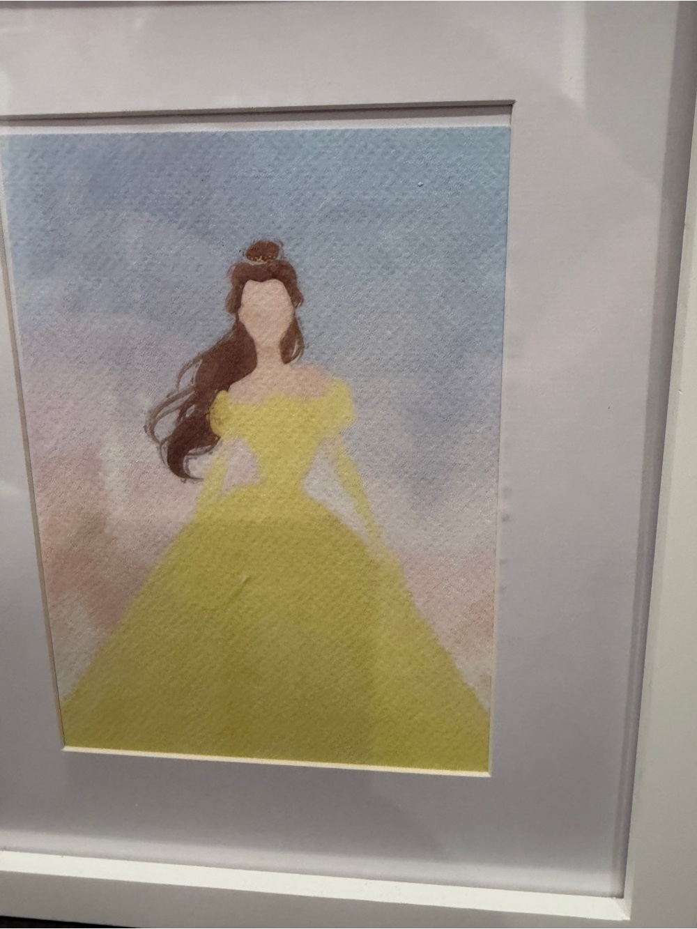 NWOT CUSTOM MADE Disney Princess Belle Watercolor Portrait Frame 11” x 9” - Picture 2 of 6